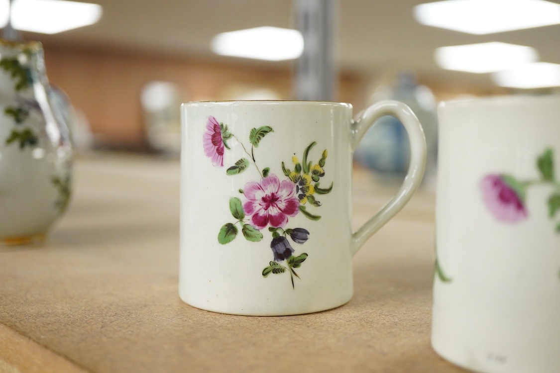 Three Worcester polychrome coffee cans, c.1760-1770 - 6cm high